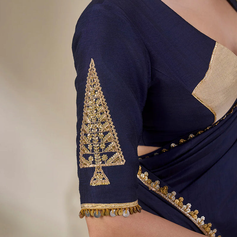Blue Backwater Postcard Stripe Saree